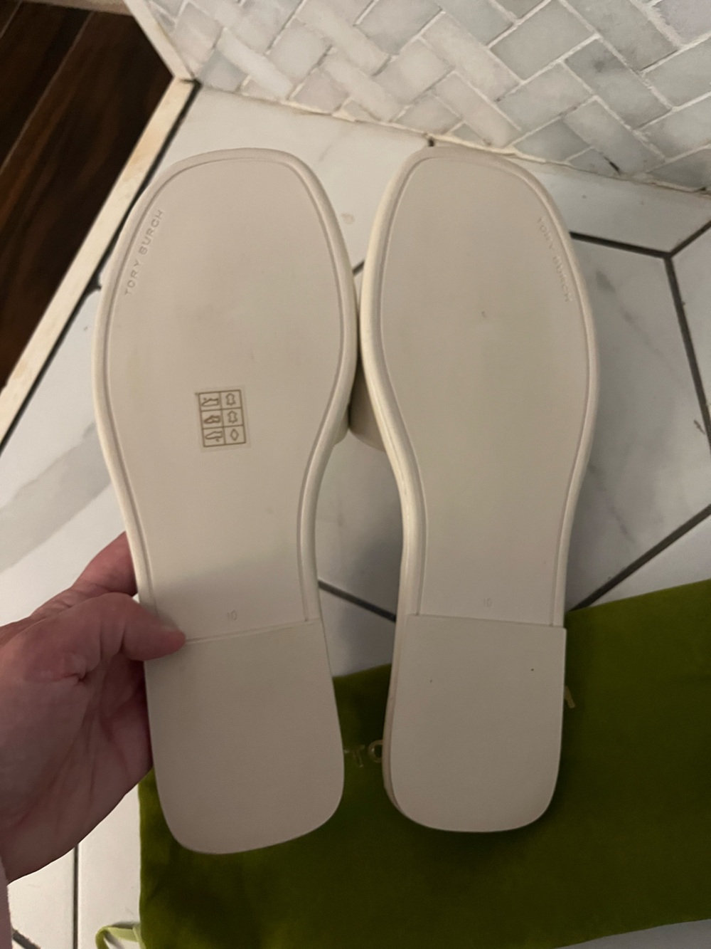 Tory Burch Ivory Logo Slide Sandals - Picture 5 of 9